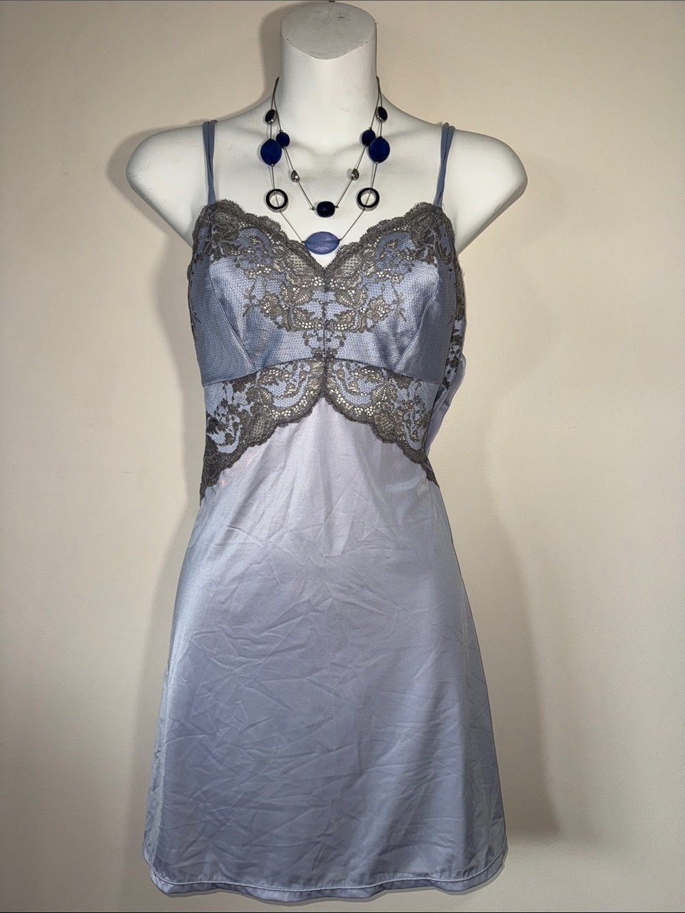 Wacoal Baby Blue Satin Lace Slip